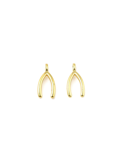 Gold Wishbone Charm