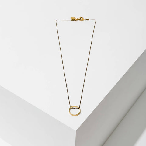 Brass Circle Horizon Pendant Necklace