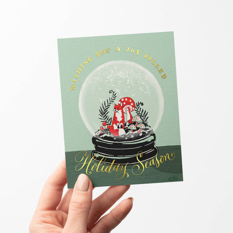 Fox Snowglobe Holiday Greeting Card