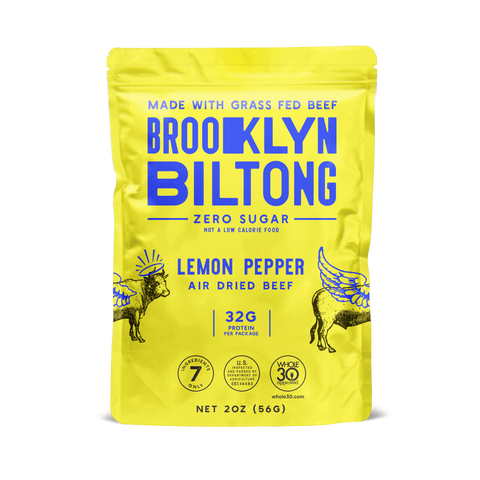 2oz Grass Fed Biltong Lemon Pepper Sliced Tender Jerky
