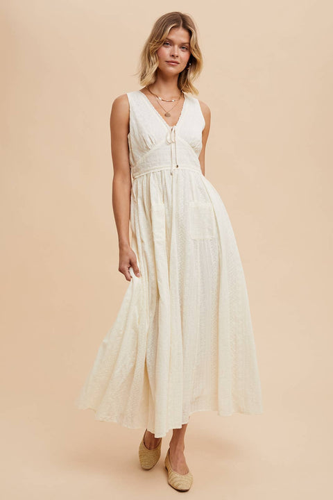 COTTON EYELET SLEEVELESS DRESS
