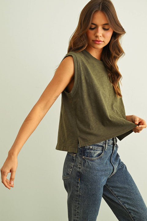 ROUND NECK SLUB TOP