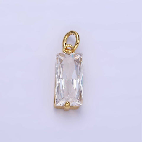 14K Gold Filled Clear Baguette Charm