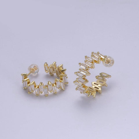14k Gold Filled Baguette Hoop Earrings