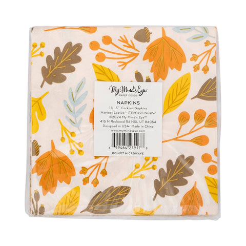 Foiled Harvest Leaves Cocktail Napkin