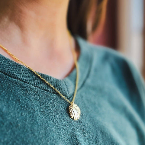 Gold Plated Monstera Necklace