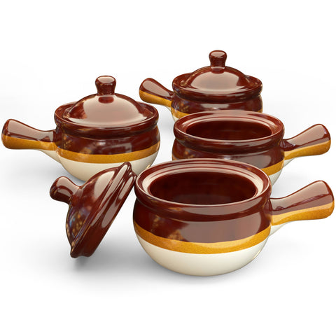 Kook Puebla Ceramic French Onion Soup Crocks, Set of 4