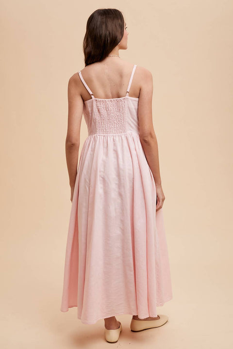 LINEN BLEND BUTTON DRESS
