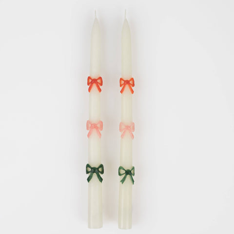 Multi Color Bow Taper Candles