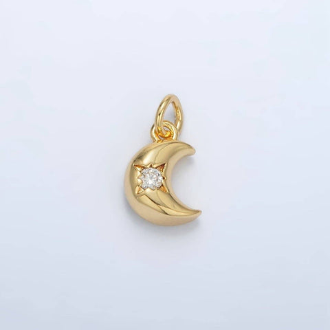 24K Gold Filled Puffy Celestial Cresent Moon Charm