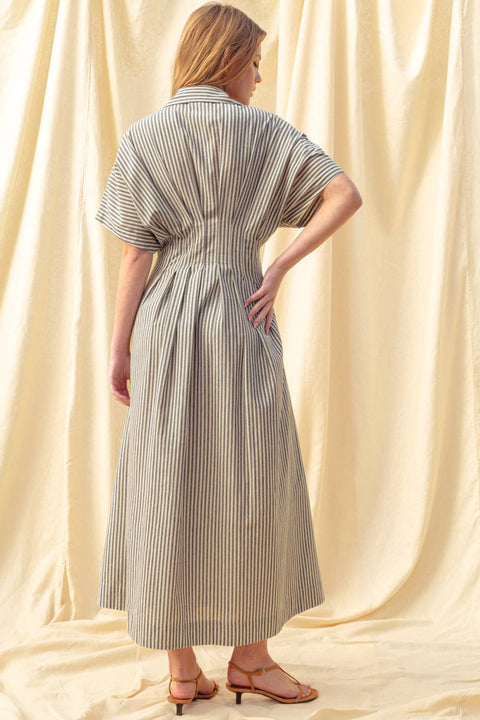 STRIPED BUTTONDOWN SHIRT DRESS