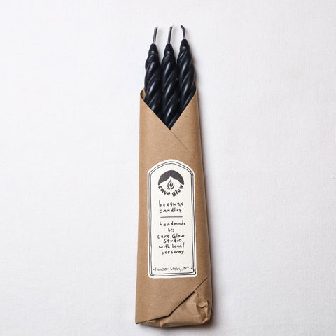 Black Beeswax Taper Candles | Set of 3