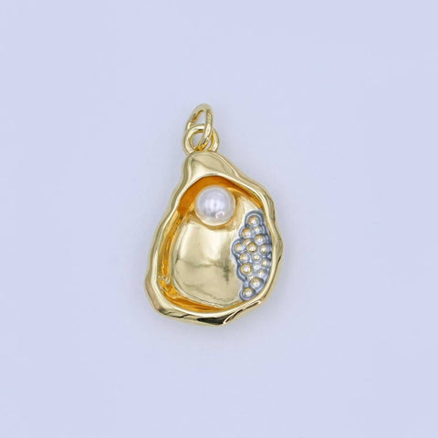 24K Gold Filled Shell Pearl Clam Sea Shell Charm