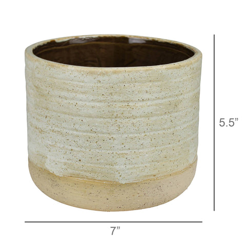 Umbria Cachepot, Ceramic, White - Lrg