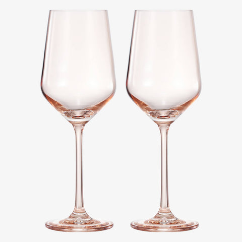 Colored Crystal Wine Glass | Set of 2 | Pink