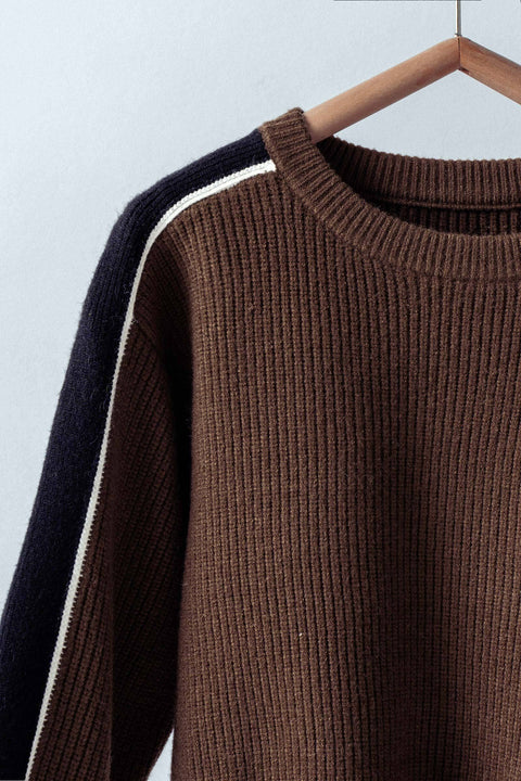 Contrast Stripe Ribbed Sweater