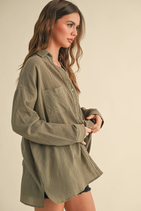 Olive Buttondown Basic Cotton Shirt