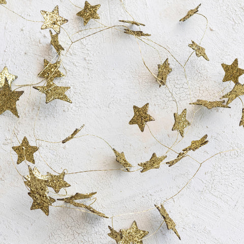 Gold Glitter Star Garland